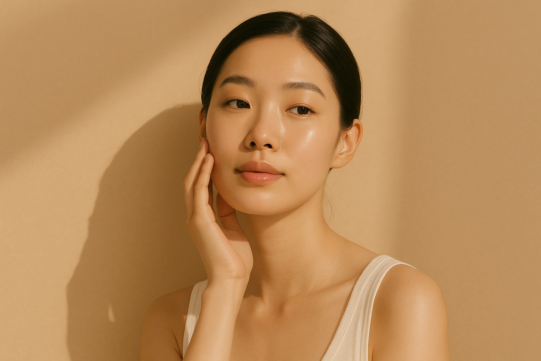 Mujer con piel luminosa representando la sencillez de la cosmética coreana Seroum Skin