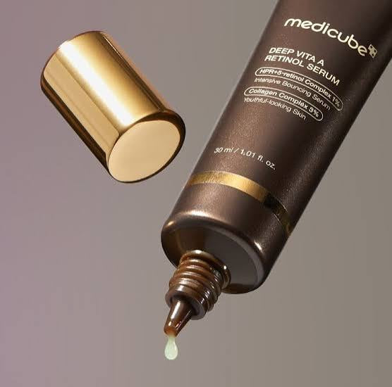 MEDICUBE Deep Vita A Retinol Serum 30ml textura tubo aplicación antiedad