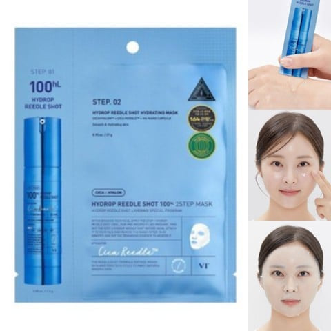 VT Cosmetics Hydrop Reedle Shot 2Step Mask paso 2 mascarilla resultado piel plump