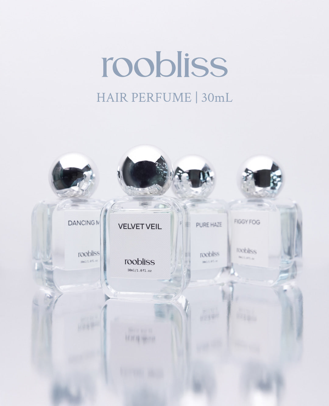 ROOBLISS Hair Perfume 30ml las 4 fragancias de la gama juntas