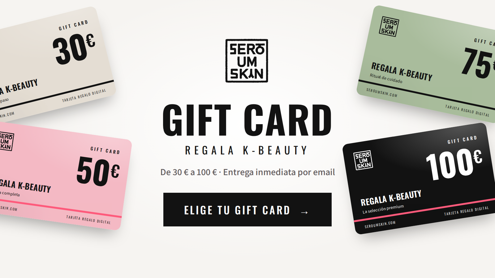 Gift Card Seroum Skin de 30, 50, 75 y 100 euros